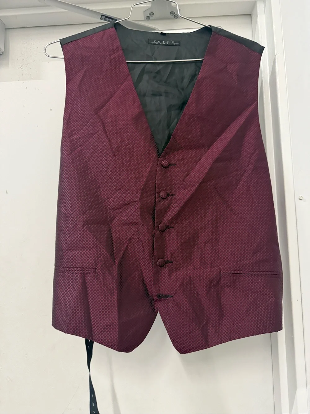 Roffe Men's Burgundy Dress Vest - Classic Formal Waistcoat